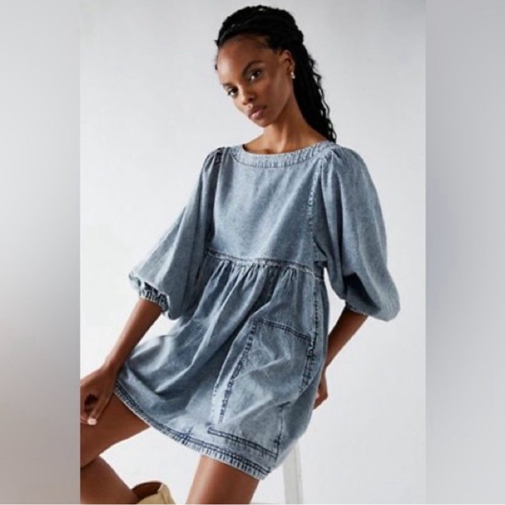 Free People Get Obsessed Denim Mini Dress - Picture 2 of 6